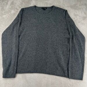 Kenneth Cole Mens XL Gray 100% Cashmere Crewneck Sweater Preowned Small Holes